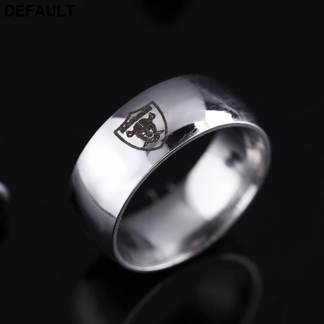 Design Oakland Raiders Team Logo Rings Black Titanium Steel Men