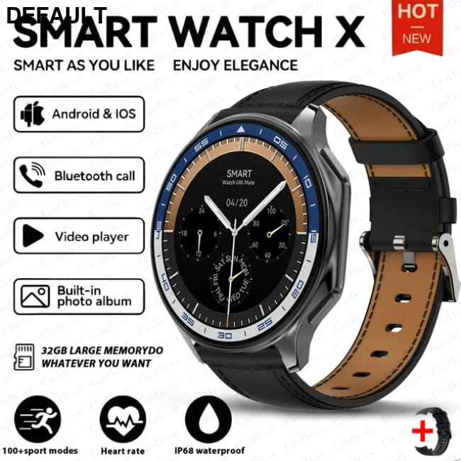 DT Watch X smartwatch with 4G large memory local music black leather belt / For OPPO Men Sport Watches Smart
