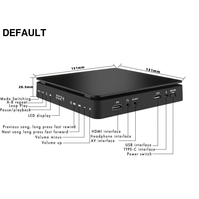 DVD Player HDMI for TV 1080P,Mini HD CD Players Home & Blu-ray