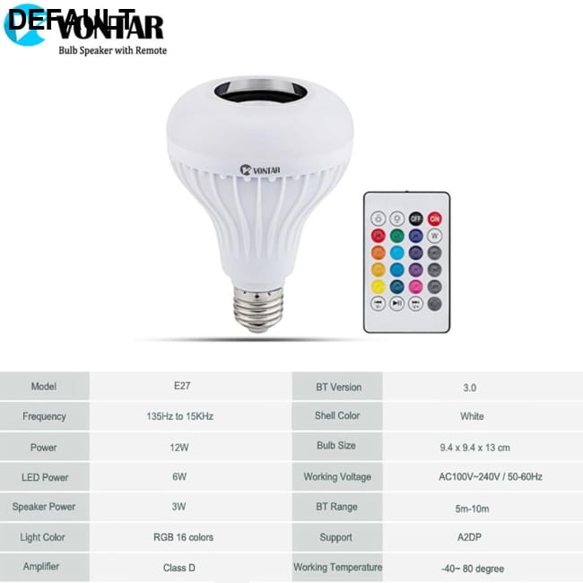 E27 B22 Wireless Bluetooth Speaker + 12W RGB Bulb LED Lamp Mini Speakers Speaker + 12W Electronics
