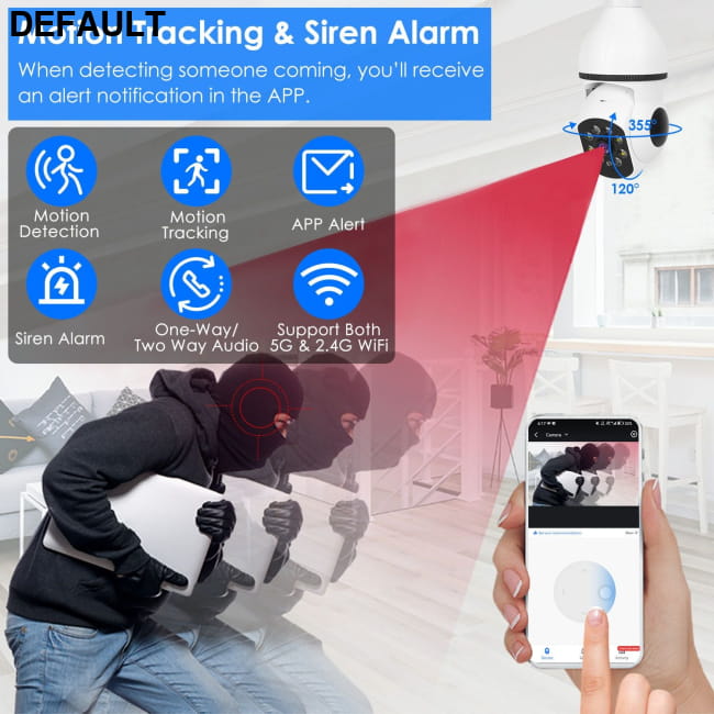 E27 WiFi Bulb Camera 1080P FHD IP Pan Tilt Security Home Surveillance Cameras