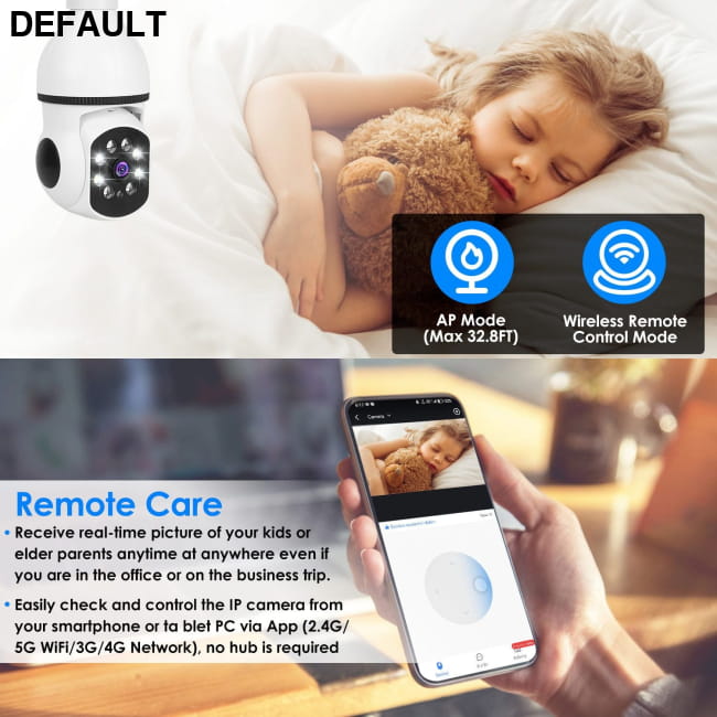 E27 WiFi Bulb Camera 1080P FHD IP Pan Tilt Security Home Surveillance Cameras