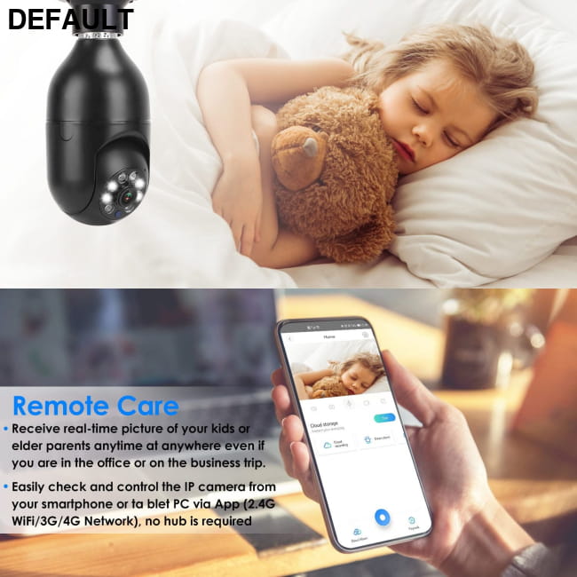 E27 WiFi Bulb Camera 1080P FHD IP Pan Tilt Security Home Surveillance Cameras