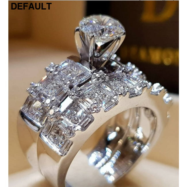 Elegant Wedding Ring Set For Woman Cubic Zirconia vintage 12 / 1122-356 Sterling Silver Rings