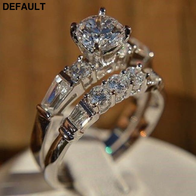 Elegant Wedding Ring Set For Woman Cubic Zirconia vintage Sterling Silver Rings