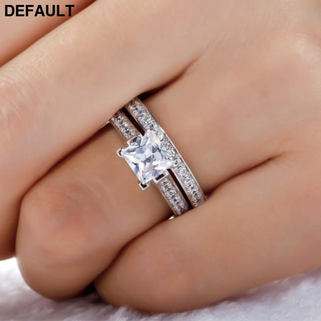Elegant Wedding Ring Set For Woman Cubic Zirconia vintage Sterling Silver Rings