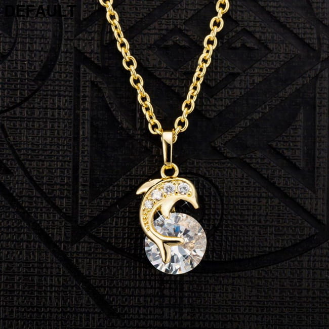 Elegant Women Jewelry Creative Dolphin Pendant Rhinestone Earrings Set Sterling Silver Necklace Sets