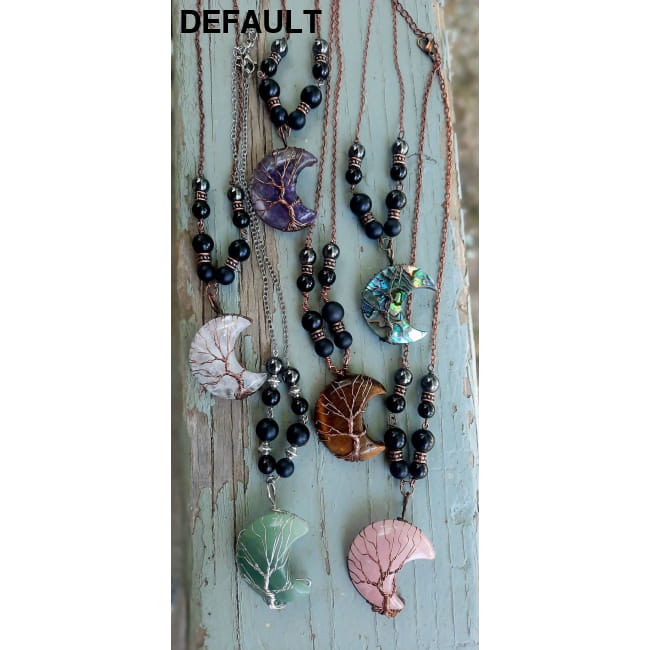 EMF 5G Shielding Silver Necklace Crescent Moon Tigers Eye Sterling Necklaces