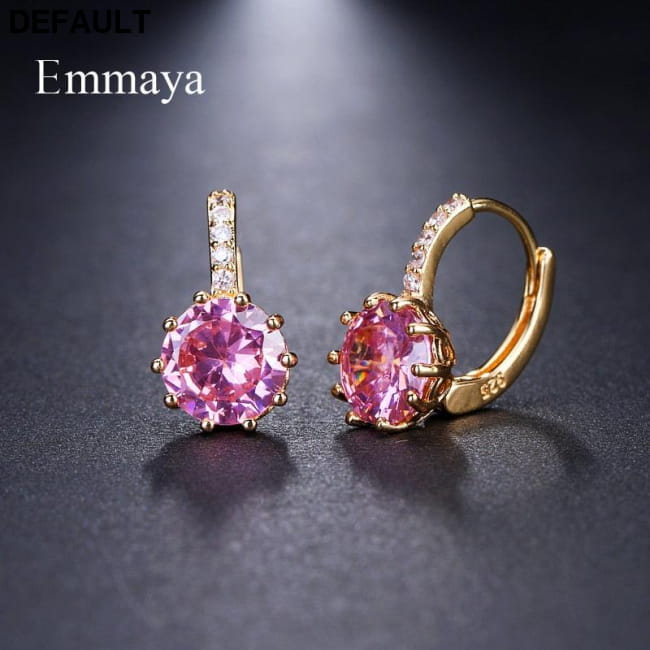 EMMAYA Stud Earrings Fashion Shimmery AAA CZ pink Sterling Silver