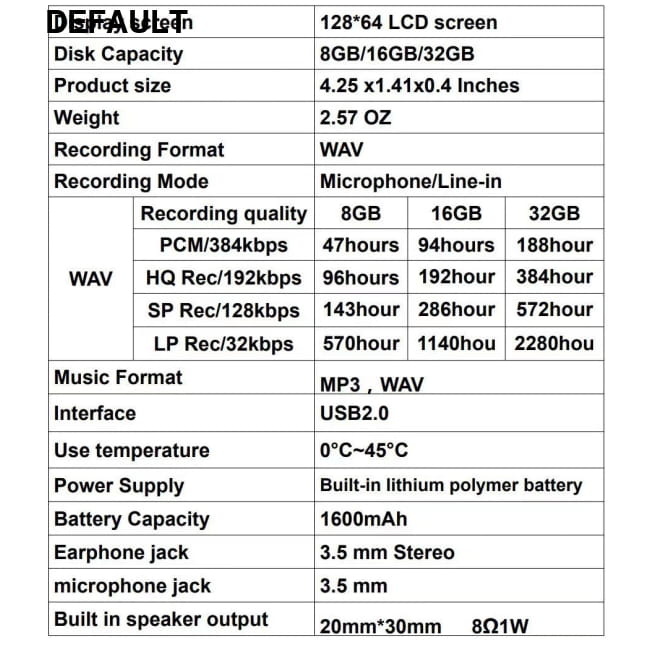 English HD Noise Reduction Digital Recording Pen MP3 Player Black / 32GB Voice Recorder Recorders