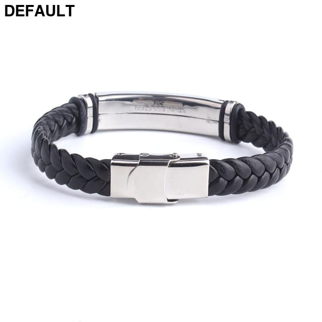 Engrave Leather Love Bangle & Bracelet 316L Stainless Steel Men Bracelets