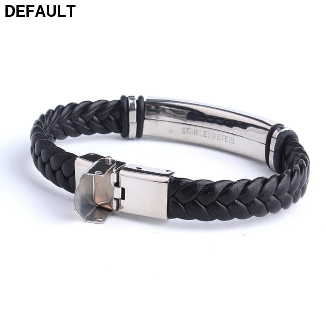 Engrave Leather Love Bangle & Bracelet 316L Stainless Steel Men Bracelets