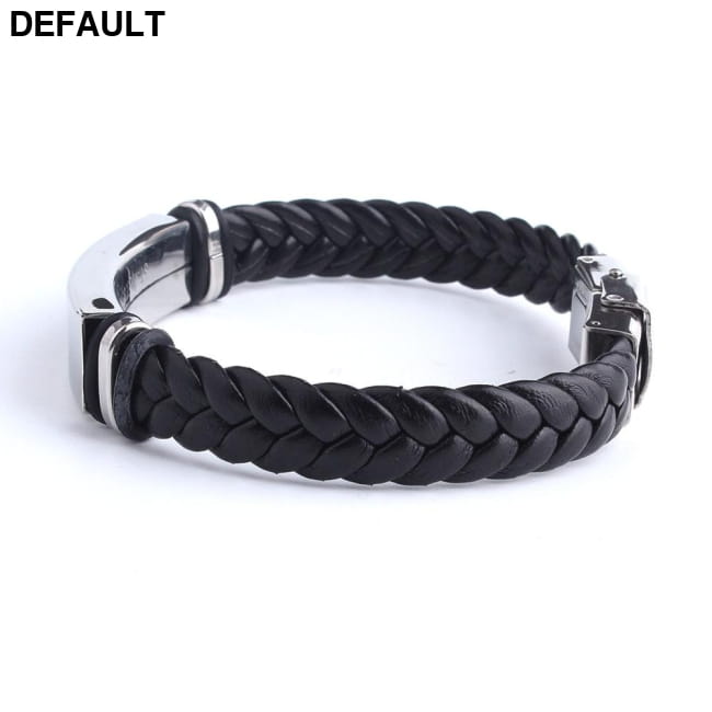 Engrave Leather Love Bangle & Bracelet 316L Stainless Steel Men Bracelets