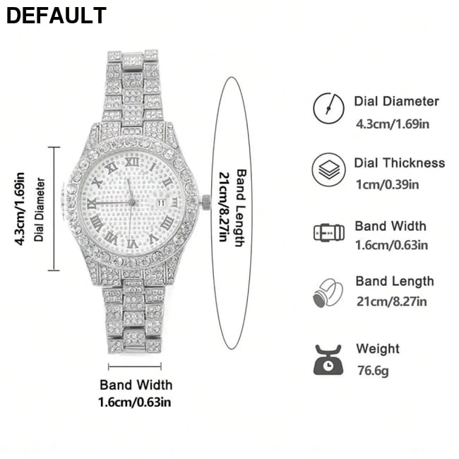 Exquisite Watch Set with Gift Box Cuban Chain Diamond Men Bracelets Jewelry Sets