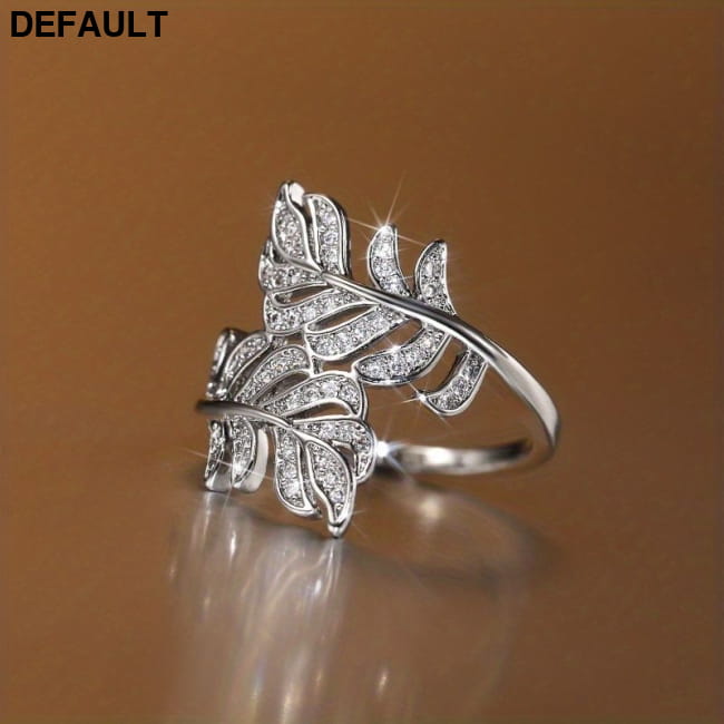 Fashion 925 Silver Plated Micro Pave Zircon Leaf Rings Sterling Best Selling Products