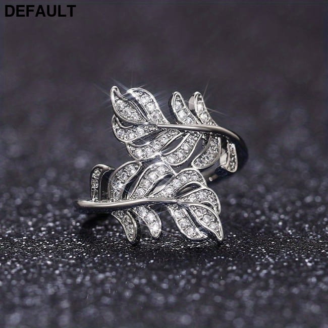 Fashion 925 Silver Plated Micro Pave Zircon Leaf Rings Sterling Best Selling Products