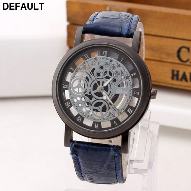 Fashion Business Skeleton Watch Men Engraving Hollow Reloj Blue Quartz Watches Best Selling Products