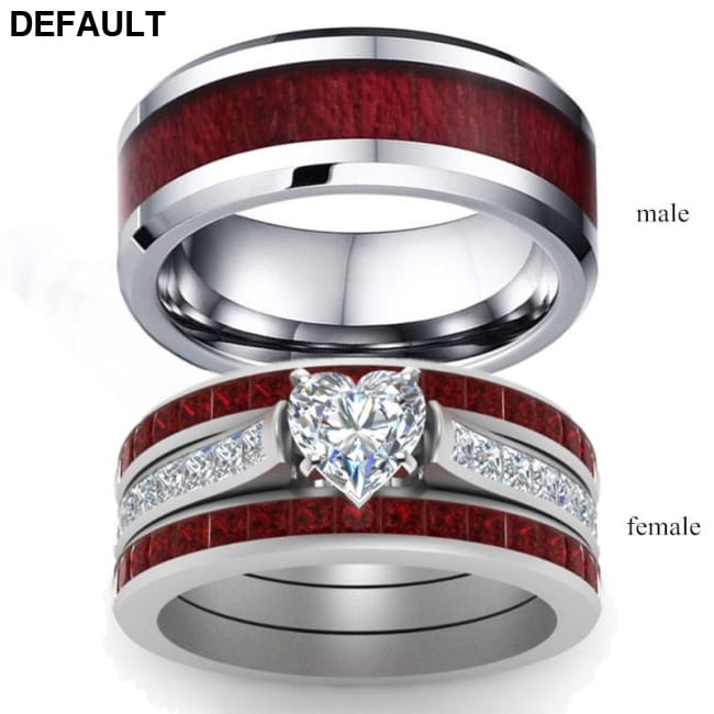Fashion Jewelry Brown Red Stainless Steel Couple Ring Sterling Silver Rings
