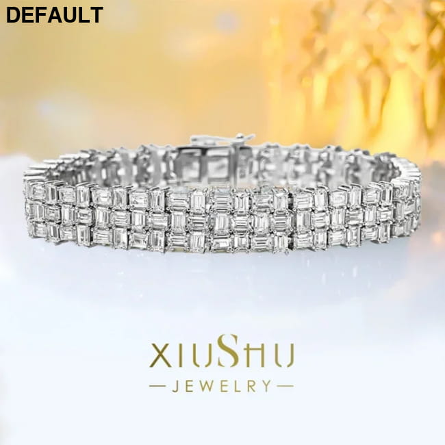 Fashion Light Luxury Simple Green Cut Inlaid High Carbon WHITE / 18cm Men Bracelets