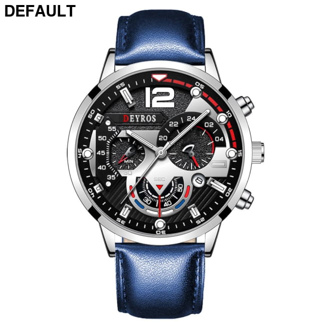 Fashion Mens Sports Watches Luxury Stainless Steel Quartz Leather Silver Blue / CN Men Sport