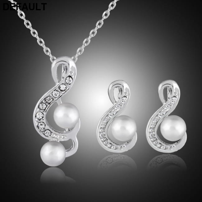 Fashion pearl two sets of simple and elegant bride wedding default Sterling Silver Necklace Necklaces Jewelry