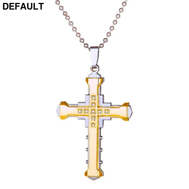 Fashionable Men Jesus Cross Zircon Necklace Gold Plated / CN Necklaces