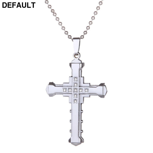 Fashionable Men Jesus Cross Zircon Necklace Gold Plated silver / CN Necklaces