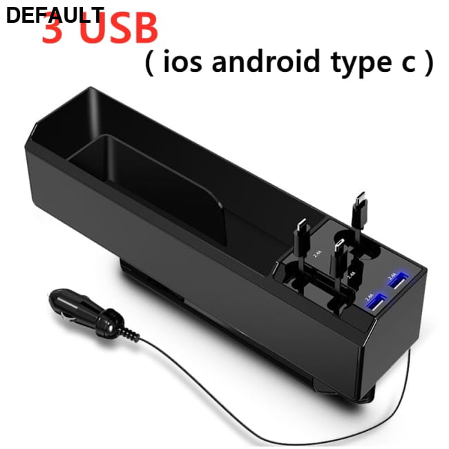 Fast Charging Car Seat Crevice Storage Box Gap Slit 3 usb Accessories Vehicle Organizers