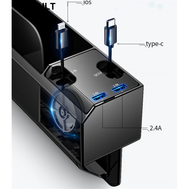 Fast Charging Car Seat Crevice Storage Box Gap Slit Accessories Vehicle Organizers