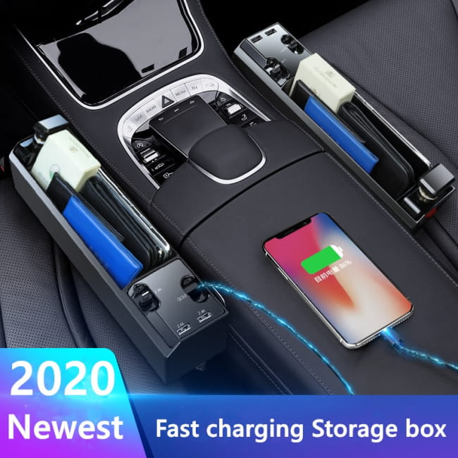 Fast Charging Car Seat Crevice Storage Box Gap Slit Accessories Vehicle Organizers