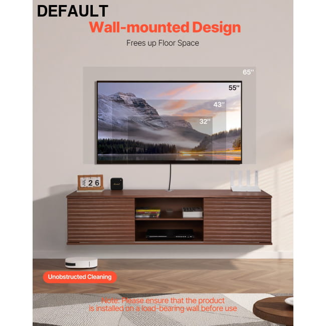 Floating TV Stand 60’’ Wall Mount Entertainment Center walnut Home Stands Centers &