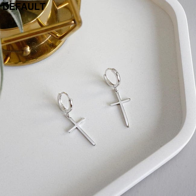 Flyleaf 925 Sterling Silver Cross Dangle Earrings For Women