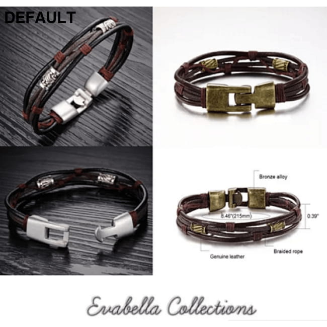 Gemini Twin Bracelets in Genuine Leather and Antique Metal Men