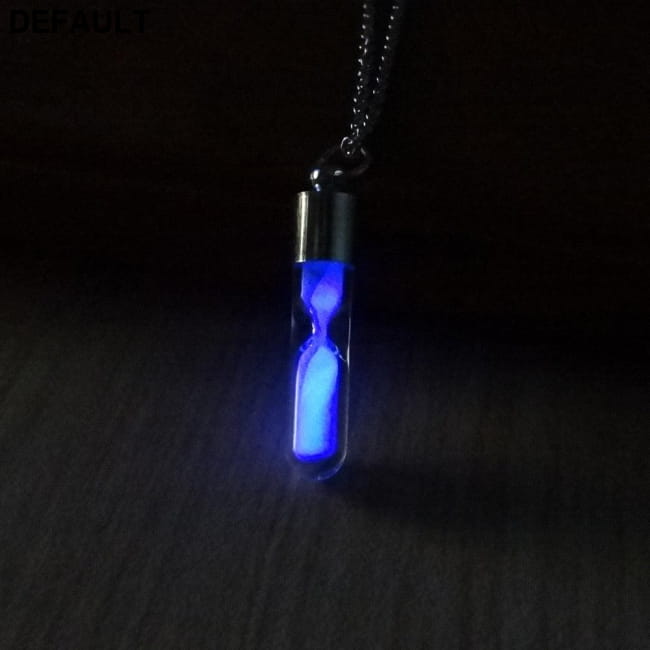 Glow In The Dark hourglass Necklace Glass Pendant Sterling Silver Necklaces