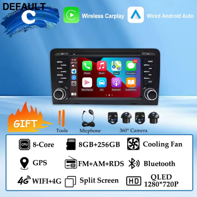 GPS Navigation 7 inch 4G Wifi Car Radio Android 16 for Audi (C) 8G 256G 360CAM DVD Players Motor Vehicle A/V & In-Dash
