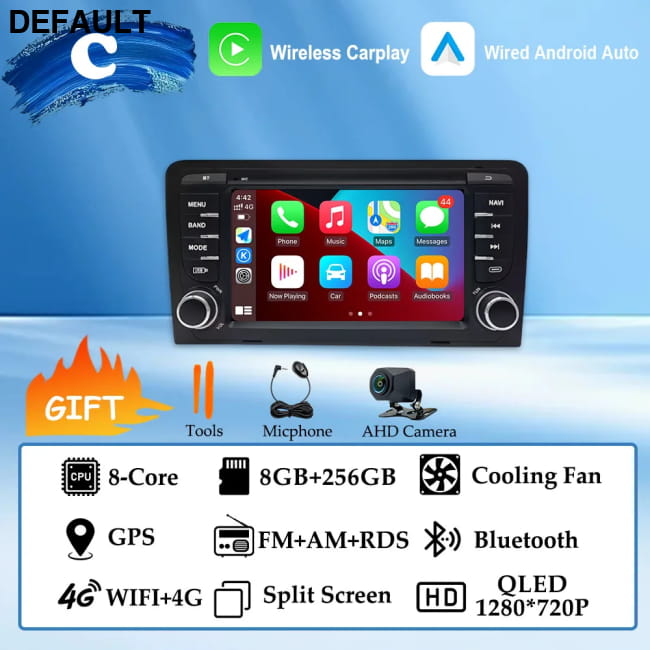 GPS Navigation 7 inch 4G Wifi Car Radio Android 16 for Audi (C) 8G 256G AHD DVD Players Motor Vehicle A/V & In-Dash