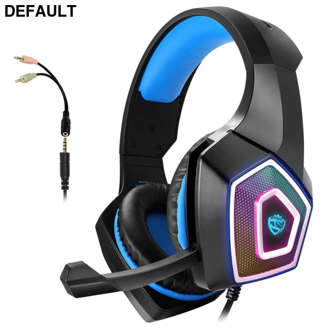 Head mounted gaming headphones colorful RGB wired computer Black Blue Headsets