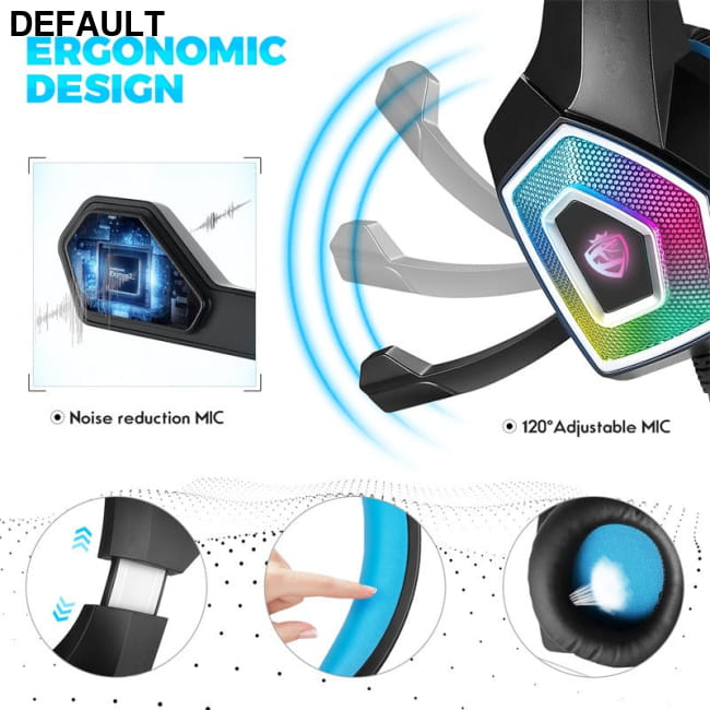 Head mounted gaming headphones colorful RGB wired computer Headsets