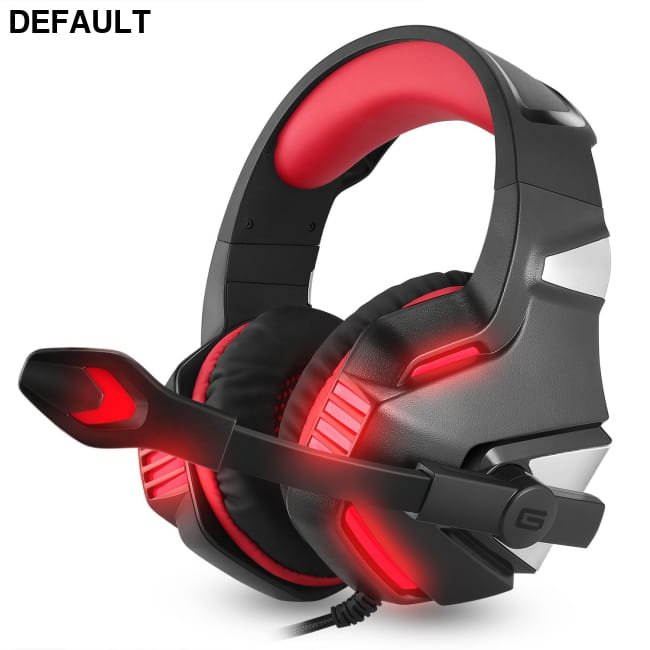 Head mounted gaming headphones RGB wired Black Red Headsets