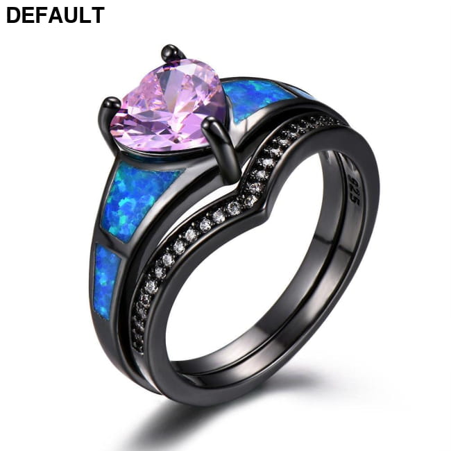 Heart Fire Opal Rings For Women Vintage Fashion Jewelry Pink / 5 Sterling Silver