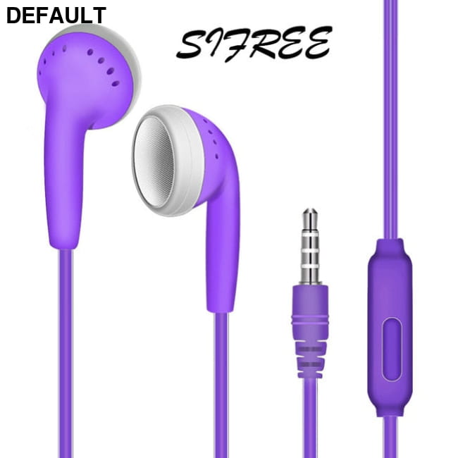 Hifi Heavy Bass Earphone Music Stereo Wired Headphones Purple Earbuds In-Ear