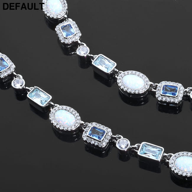Hip-hop 6mm Snap-clasp Bracelet With Blue Zircons Sterling Silver Bracelets