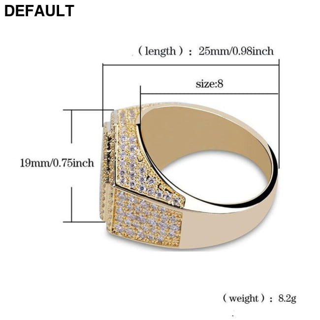 Hip Hop Fashion Rings Copper Gold Silver Color Iced Men