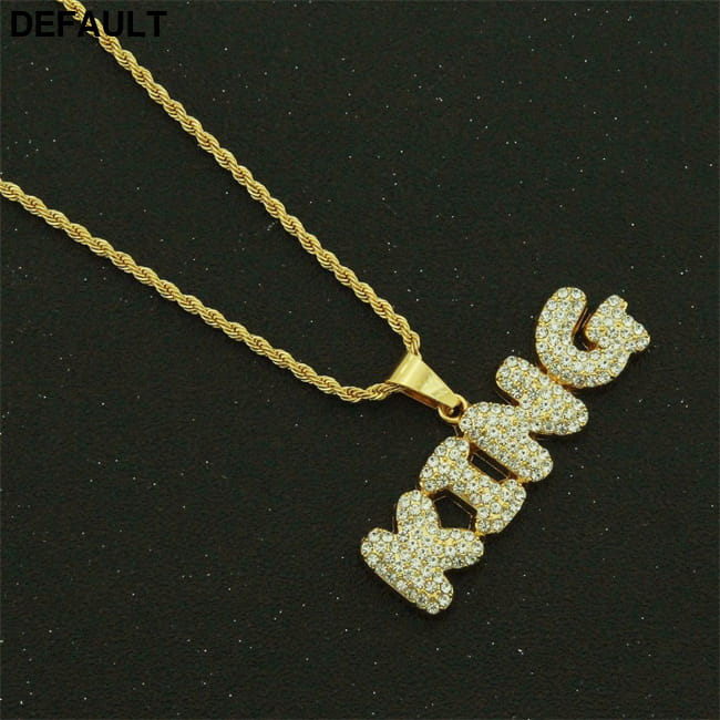 Hip Hop Men’s Diamond Alphabet King Pendant Necklace Rock Men Necklaces Sterling Silver