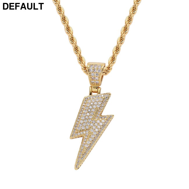 Hip Hop Necklace Lightning Pendant Micro Set Zircon Men’s Men Necklaces Sterling Silver