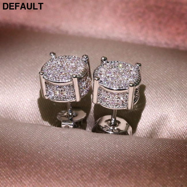 Hiphop Micro pave Lab Diamond Stud Earring Real 925 Silver Sterling Earrings Jewelry