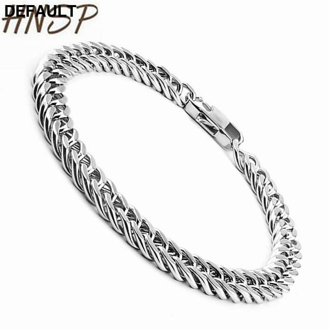 HNSP Punk 10MM Cuba Chain Bracelet For Men Male Stainless 21cm Bracelets