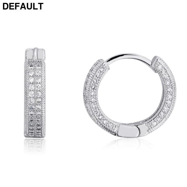 Hoop Earrings Micro Encrusted Zircon Stud Bling Men