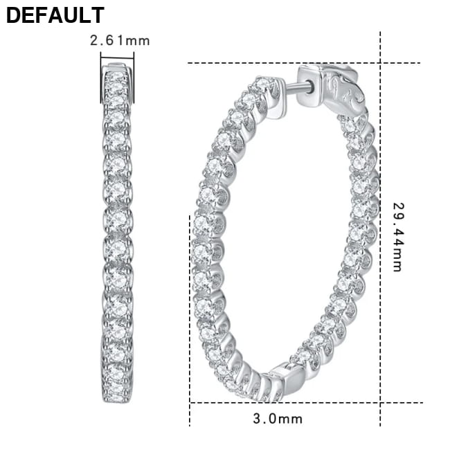 Hoop Moissanite Earrings for Women GRA Certified 2mm D VVS1 1.56ct white gold Sterling Silver Jewelry