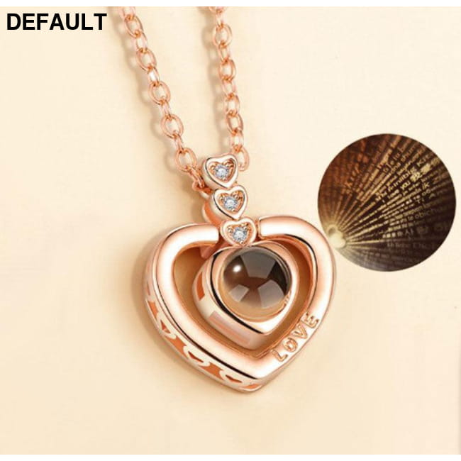 I Love You Projection Charm Pendant Necklaces Heart-shaped 1 Sterling Silver